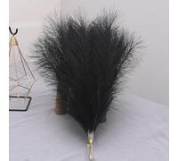 Ramo de flores artificiales de hierba de las pampas de 42 cm para decoración del hogar, boda, Navidad, jarrón, fiesta, dormitorio, plantas de caña falsas, color negro