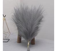 Ramo de flores artificiales de hierba de las pampas de 42 cm para decoración del hogar, boda, Navidad, jarrón, fiesta, dormitorio, plantas de caña falsa, color gris oscuro