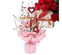 Ramo de flores artificiales de San Valentín - tallos de bayas en forma de corazón, decoración romántica, falso arreglo floral, decoración elegante con temática de amor, centro de mesa | Para