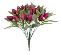 Ramo de flores artificiales de seda compuesto de tulipanes y rosas para mesas de recepción de boda, decoración de entrada y estudio (F)