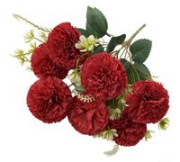 Ramo de flores artificiales de seda de clavel de 7 tenedores con tallos flexibles para decoración del hogar de boda, celebración festiva, varios colores (rojo)