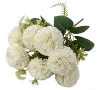 Ramo de flores artificiales de seda de clavel de 7 tenedores con tallos flexibles para decoración del hogar de boda, celebración festiva, varios colores (blanco)