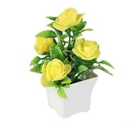 Ramo de flores artificiales en maceta para el hogar, boda y balcón, decoración floral de plástico realista, plantas de interior resistentes a la decoloración para vivir (amarillo)