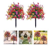 Ramo de flores artificiales, flores artificiales resistentes a los rayos UV, arreglo de pensamiento de plástico para jardín, patio, decoración del hogar, ideal para bodas, aniversarios, baby shower