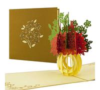 Ramo de flores como tarjeta pop-up, gran regalo para boda en rojo y verde, F01.1