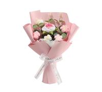 Ramo de flores de ganchillo, ramo de rosas rosas hechas a mano, flores artificiales de ganchillo para graduación, ceremonia de apertura, cumpleaños, niño, profesor, madre, amigo (rosa)