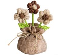Ramo de flores de ganchillo tejido a mano Decoración floral seca (D)