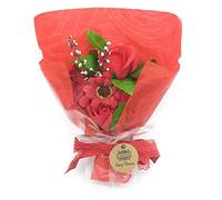 Ramo de flores de jabón en caja (Rojo) - Baños coloridos con pétalos - Regalo original para cumpleaños, día de la Madre, San Valentín...