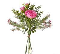 Ramo de flores de loto artificiales de mano con seda para boda, decoración nupcial y estilo del hogar o evento (rojo rosa)