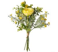 Ramo de flores de loto artificiales de mano con seda para boda, decoración nupcial y estilo del hogar o evento (amarillo)