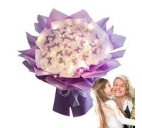 Ramo De Flores De Mariposa Artificial - Centro De Mesa De Flores con Motivo De Mariposa | Ramo De Flores Artificiales con Luz LED, Kit De Flores De Mariposa, Ramo De Boda, Arreglo Floral