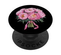 Ramo de flores de peonía rosa para mamá, novia, dama de honor, boda PopSockets PopGrip Adhesivo