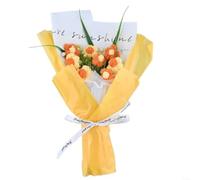 Ramo de flores de punto a mano con luces LED Arreglo de hilo de algodón de ganchillo para boda fiesta decoración de la habitación del hogar rosa naranja púrpura 25x44cm (naranja)
