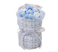 Ramo de flores de punto de 7 piezas, hilo delicado hecho a mano, 16 x 11,5 cm, regalo elegante para mujeres y niñas, especial para ocasiones (D)