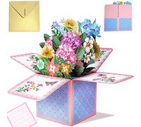 Ramo de Flores Emergente Tarjetas de Felicitación 3d Pop Up Tarjetas Felicitacion Cumpleaños para Hombres y Mujeres Familias Amantes Amigos y Niños (Estilo A2)