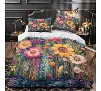 Ramo de flores Funda de Edredón Impresión 3D 3 Piezas Cierre de Cremallera Oculta con Fundas de Almohada Antibacteriana Pintura vibrante Funda Edredon for niños y niñas Super king（260x220cm）