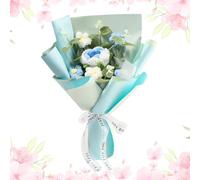 Ramo de flores, hecho a mano, diseño floral de ganchillo, yarn blossom arreglo con textura suave, hecho a mano con diseño de flores, adorno decorativo para graduación