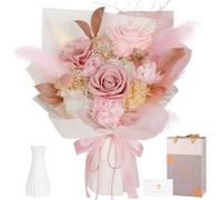 Ramo de Flores Preservadas - Rosas y Flores a Domicilio, Camelia Eterna Rosa Polvo de Larga Duración, Ramo de Rosas Eternas para Madres, Mamá, Esposa, Regalos de Cumpleaños y Aniversario para Mujer