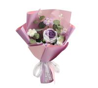 Ramo De Flores - Tejido, 11,81 Pulgadas, Ramo De Gancho, Hecho A Mano | Ramos De Rosas, Arreglo Floral Decorativo Para El Hogar, Boda, Cumpleaños, San Valentín, Regalo, Y