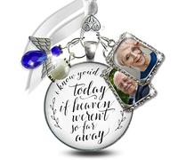 Ramo de fotos para boda, recuerdo algo de ángel azul - I Know You'd Be Here If Heaven Honor Love One, acabado plateado, joyería nupcial hecha a mano, colgante de cristal blanco, 2 marcos, mensaje de