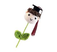 Ramo de ganchillo de graduación - Flores de punto a mano, sombrero de doctorado emocional, muñecas de niño y niña, arreglo floral de ganchillo | Decoración de celebración de entrega