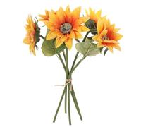 Ramo de girasoles artificiales, flores de girasol de poliuretano, decoración floral de imitación, plantas falsas de seda floral para vegetación (naranja)