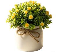 Ramo de Gypsophila artificial de aspecto realista en maceta de ratán tejida a mano para acentos interiores diarios (amarillo)