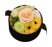 Ramo de jabón con jabones de rosas hechos a mano en una caja circular, que contiene ingredientes a base de plantas y un aroma refrescante adecuado para pieles sensibles (champán)