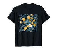 Ramo de jardín de limón Floral Azul y Amarillo Camiseta