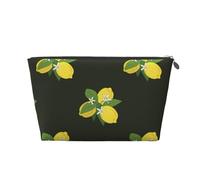 Ramo De Limón con Rama Y Lirios Negro, Bolsa de artículos de tocador Bolsa de Maquillaje Bolsa de cosméticos Bolsa de artículos de tocador de Viaje portátil