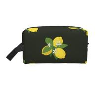 Ramo De Limón con Rama Y Lirios Negro, Bolsa de Maquillaje Bolsa de cosméticos Bolsa de artículos de tocador de Viaje portátil Organizador de Bolsa de Maquillaje