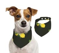 Ramo de Limón con Rama y Lirios Negros,Pañuelos de algodón para Perros, Bufandas Ajustables para Mascotas,S