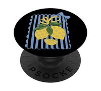 Ramo De Limón Con Rayas Y Flores PopSockets PopGrip Adhesivo