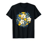 Ramo de limón de Verano con Hojas Florales Azules Camiseta