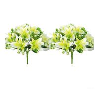 Ramo de lirios artificiales realistas para decoración del hogar con 9 cabezas, flores de seda hechas para un aspecto realista y una belleza duradera (amarillo)