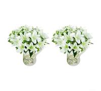 Ramo de lirios artificiales realistas para decoración del hogar con 9 cabezas, flores de seda hechas para un aspecto realista y una belleza duradera (blanco)