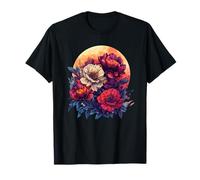 Ramo de Luna Floral de peonía, Vibrante Puesta de Sol botánica Camiseta