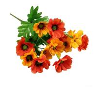 Ramo de margaritas artificiales con 14 cabezas, flores falsas de larga duración para decoración del hogar, margaritas de seda, centros de mesa de boda, arreglos florales de plástico, fiestas, tallos