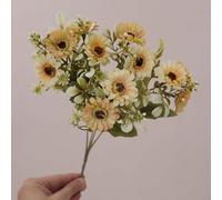 Ramo de margaritas artificiales, flores de seda de manzanilla vibrantes para decoración del hogar, boda, fiesta, exhibición elegante de larga duración (amarillo)