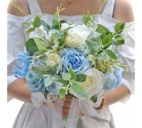 Ramo de novia con flores, decoración de boda, ramo de flores artificiales, flores artificiales, decoración del hogar, ramo de novia de bricolaje, ramo de novia de rosas artificiales, ramo de flores de