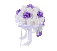 Ramo de novia hecho a mano para decoración de boda, conjunto de rosas para celebración de aniversario elegante, flores falsas, color azul