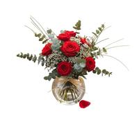 Ramo de Novia Preservado - DECOALIVE Rosas Rojas de Aspecto Natural