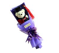 Ramo de oso de flores artificiales de graduación | Oso de graduación con sombrero académico y decoración floral | Regalos de graduación para hijo, hija, sobrina, nieta, niña