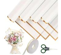 Ramo de papel de regalo, 20 hojas de papel de regalo decorativo con 1 rollo de cinta de 40 m y 1 tijeras, papel de embalaje de floristería impermeable para envolver regalos, flores y manualidades