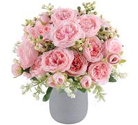 Ramo de peonías Artificiales de Seda, Ramo de peonías sintéticas, 4 Paquetes de arreglos Florales para casa de Campo, Centro de Mesa de Boda, Flores de plástico Falsas a Granel para decoración de