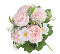 Ramo de peonías artificiales para reflexionar con motivo de bosque para bodas y estudios de fotografía con realismo de seda e integridad de forma (rosa melocotón)