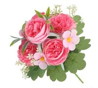Ramo de peonías artificiales para reflexionar con motivo de bosque para bodas y estudios de fotografía con realismo de seda e integridad de forma (rosa intenso)