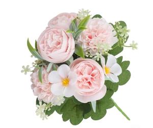 Ramo de peonías artificiales para reflexionar con motivo de bosque para bodas y estudios de fotografía con realismo de seda e integridad de forma (rosa melocotón)