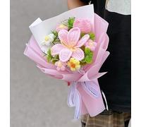 Ramo de peonías de punto hecho a mano para expresión emocional durante el día de San Valentín, boda y graduación (A)