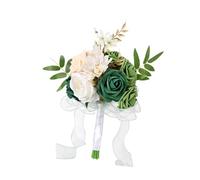 Ramo de rosas artificiales de 29 cm, hecho a mano, elegante, color verde, altura de 29 cm